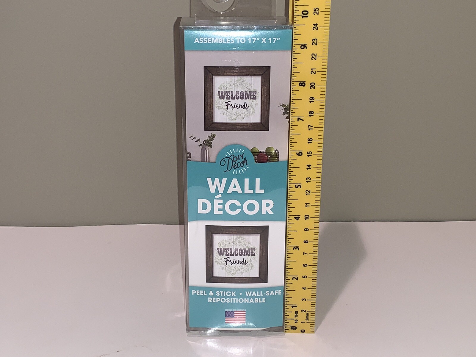 The Peel People 'Welcome Friends' Wall Decor DIY Peel & Stick 17" x 17" NIB