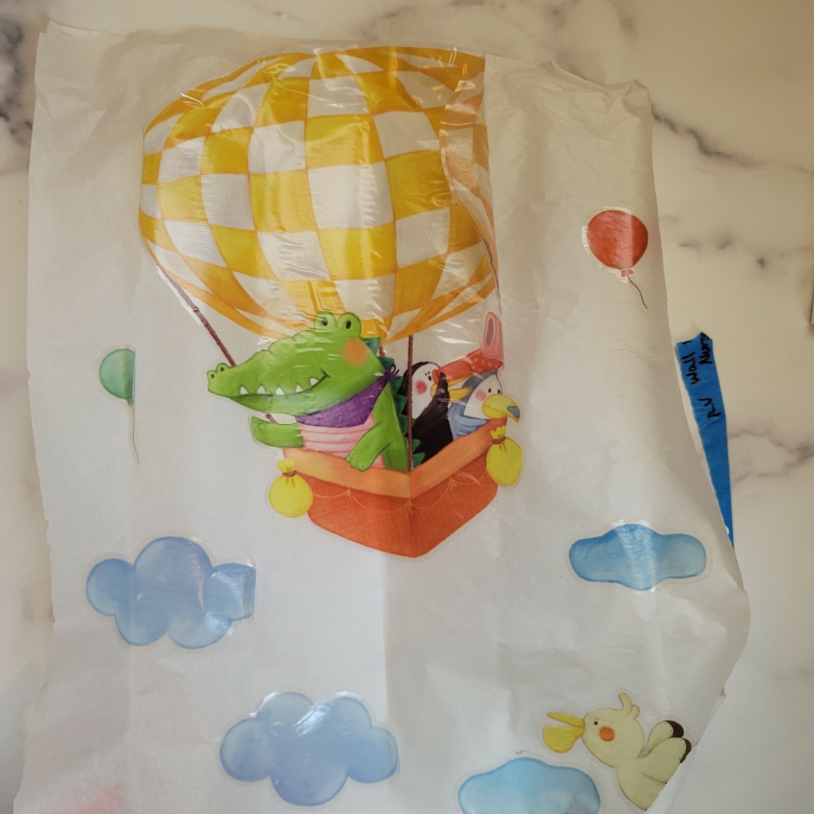 Nursery Wall Art Stickers Hot Air Balloon Unisex Baby Animals repurpose
