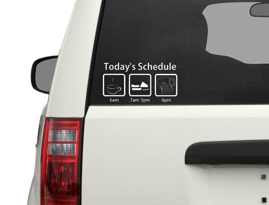 Snowmobile sticker, today's schedule funny vinyl decal, beer coffee sticker