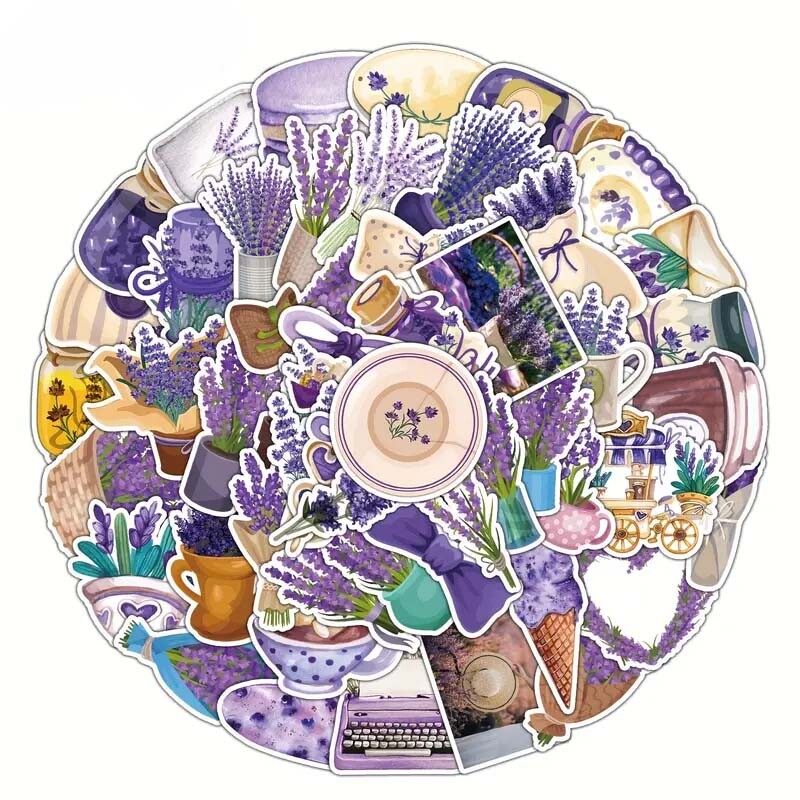 LAVENDER Vinyl Stickers~Purple WATERCOLOR Flower Wildflower~4 Waterbottle Laptop