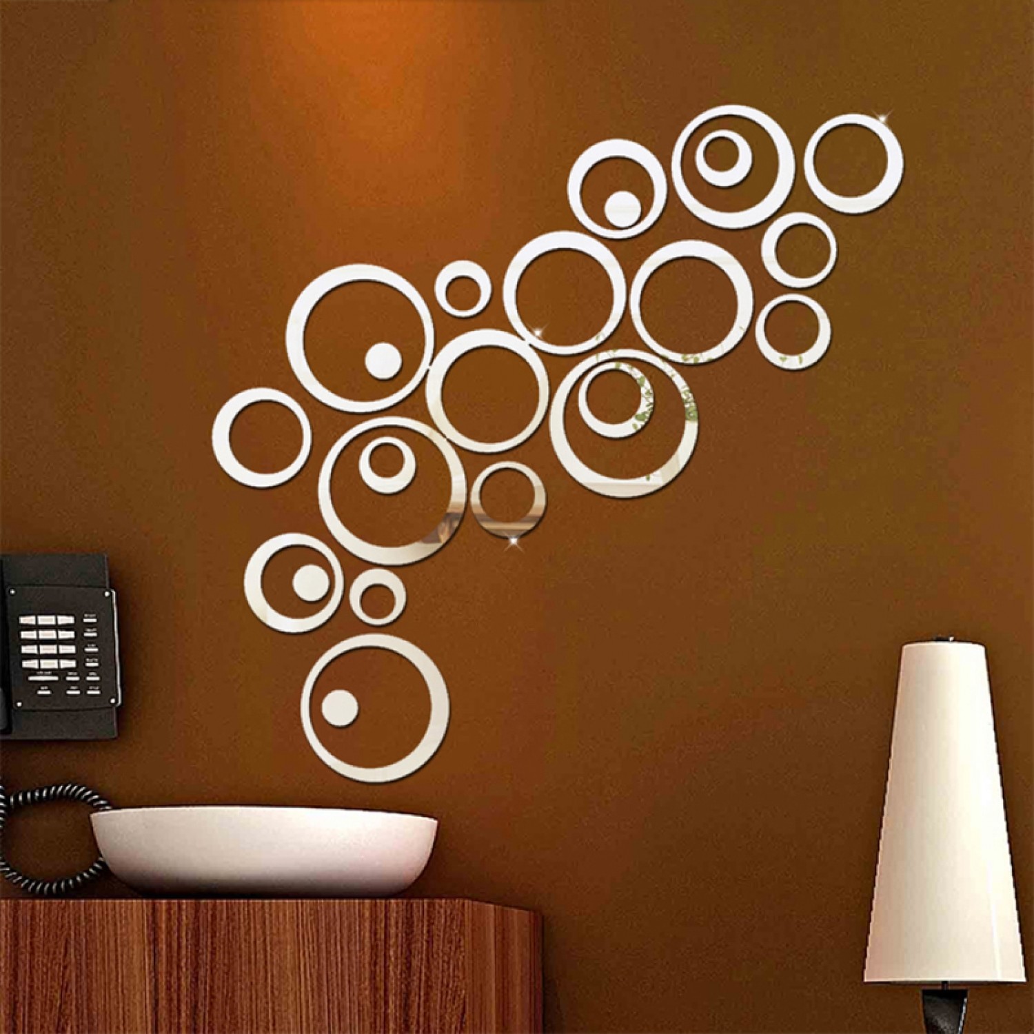 24pcs 3D DIY Circles Wall Sticker Home Decoration Mirror Wall Stickers Room Deco