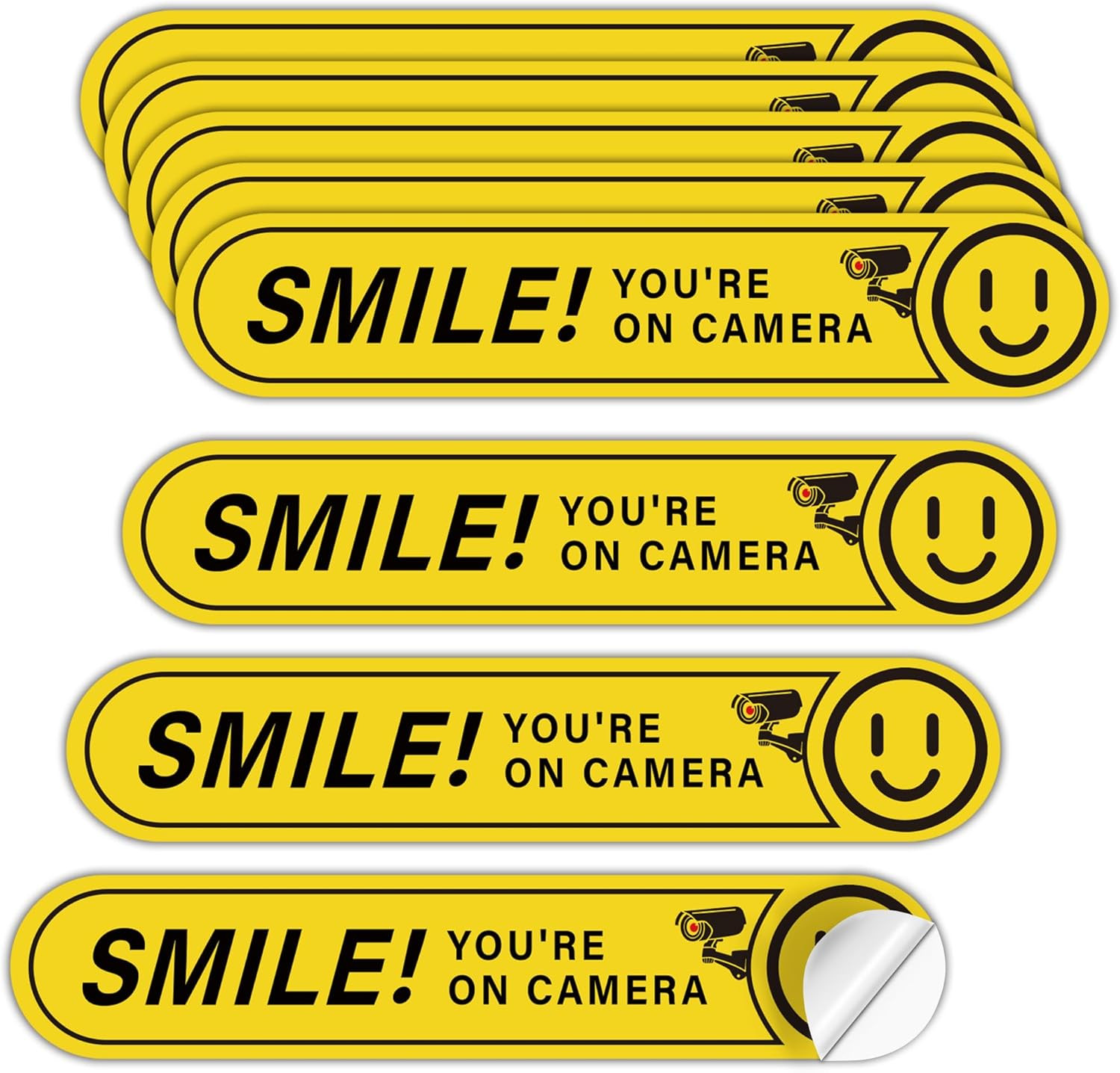 8 Pack Smile Your on Camera Sign, Self-Adhesive Security Camera Warning Sticker
