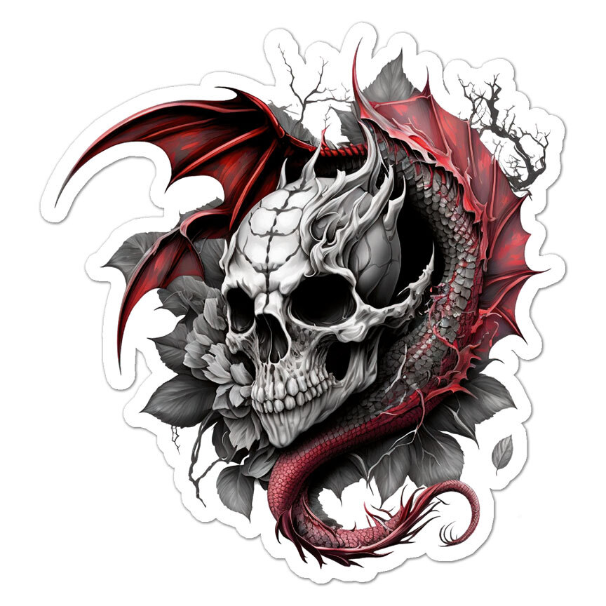 Dragon Skull, Vinyl Decal Sticker, Indoor Outdoor, 3 Sizes, #9459