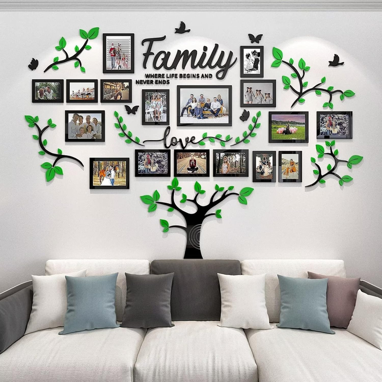 Wall Decor Living Room Family Tree Wall Decor Sticker 3D Picture Frames Collage