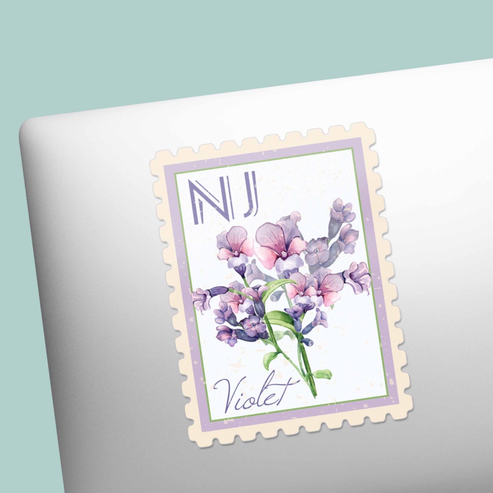 New Jersey State Flower Violet Sticker – NJ Vintage Stamp Decal for Laptop