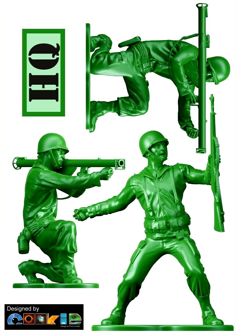 12 Green Army Men – Boys /girls Room Wall / Car Stickers Large – Cut to shape