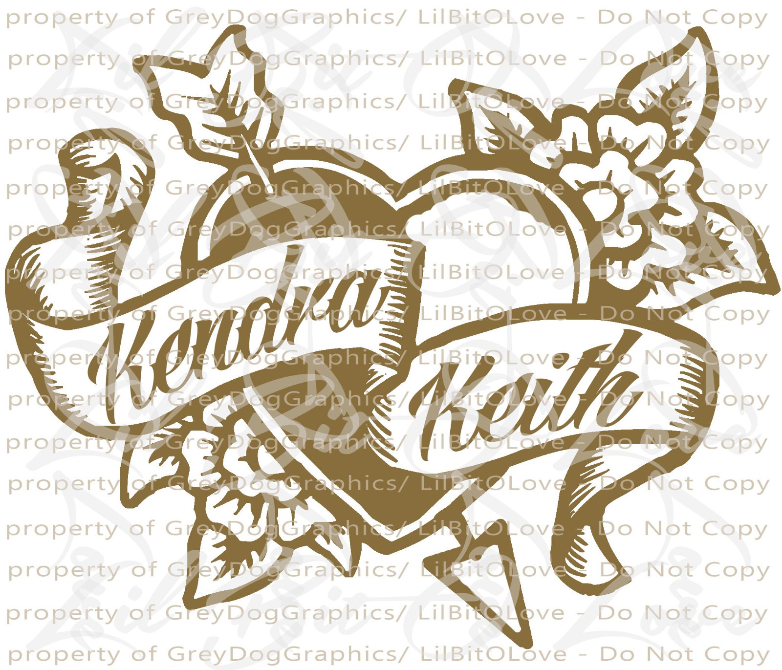 Custom Tattoo Heart & Flowers Vinyl Decal – YOUR NAMES Tattoo Scroll Sticker Car