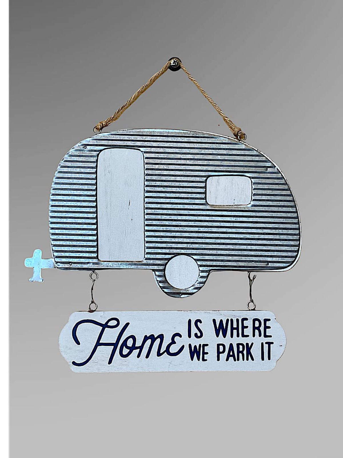 Camper RV Trailer Sign / Home Is Where We Park It / Rustic Wood Metal Outdoor…
