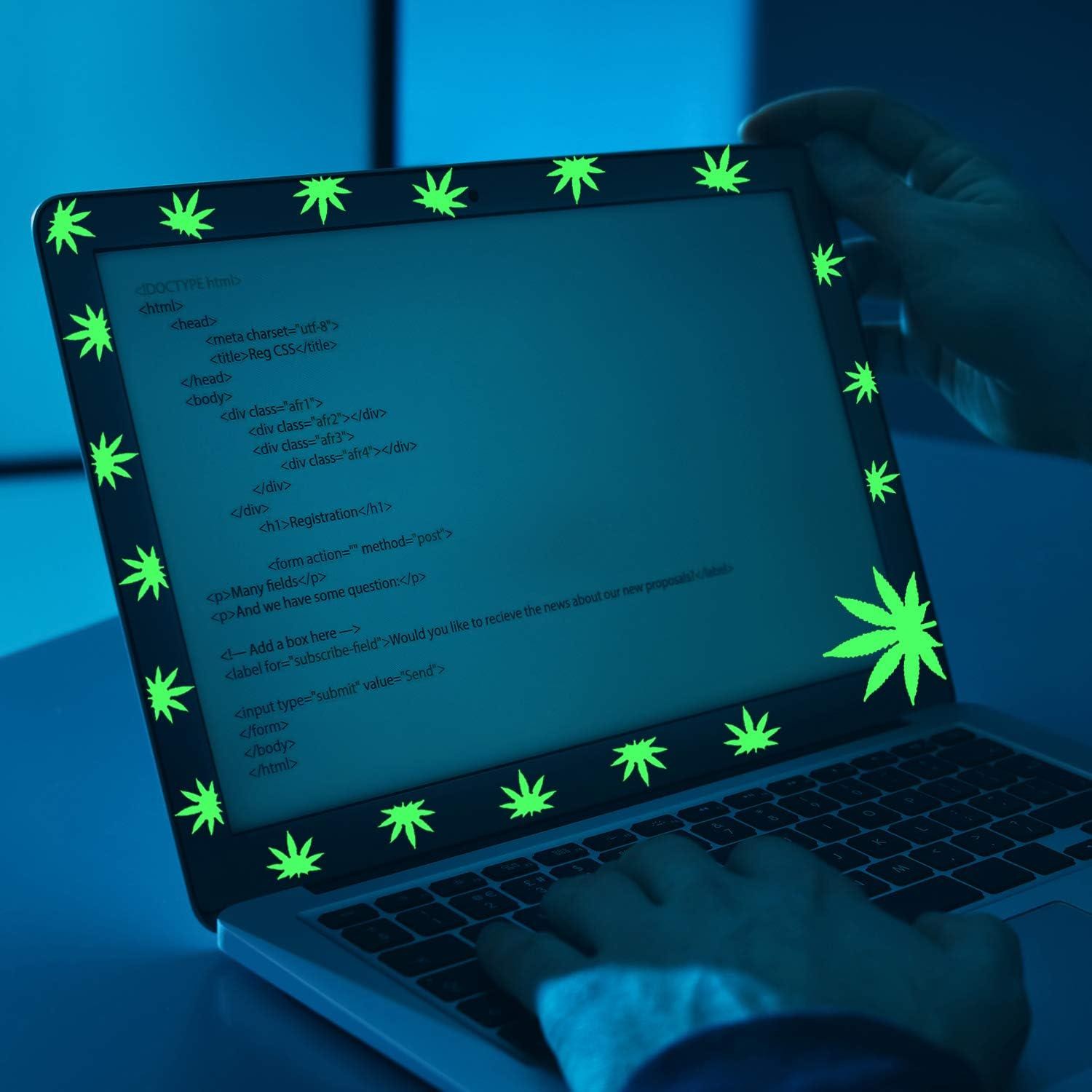 104 pcs Glow in The Dark Pot Leaf Stickers, Luminous Weed Decals for Home Decor