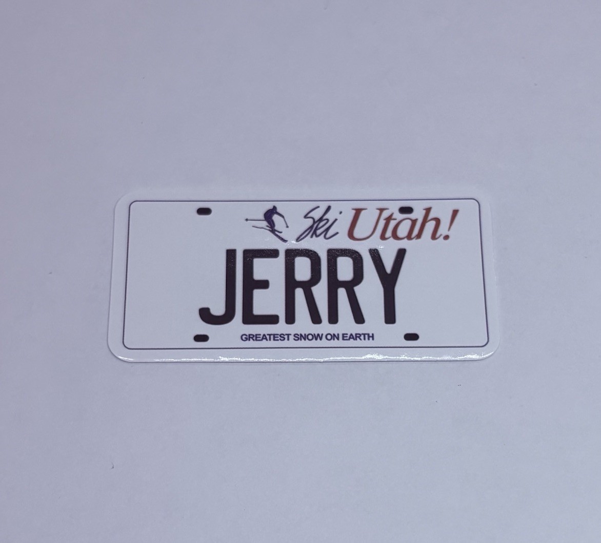 Utah License Plate Art Sticker “Jerry” Ski State Decor Decal Vinyl Souvenir Tc6