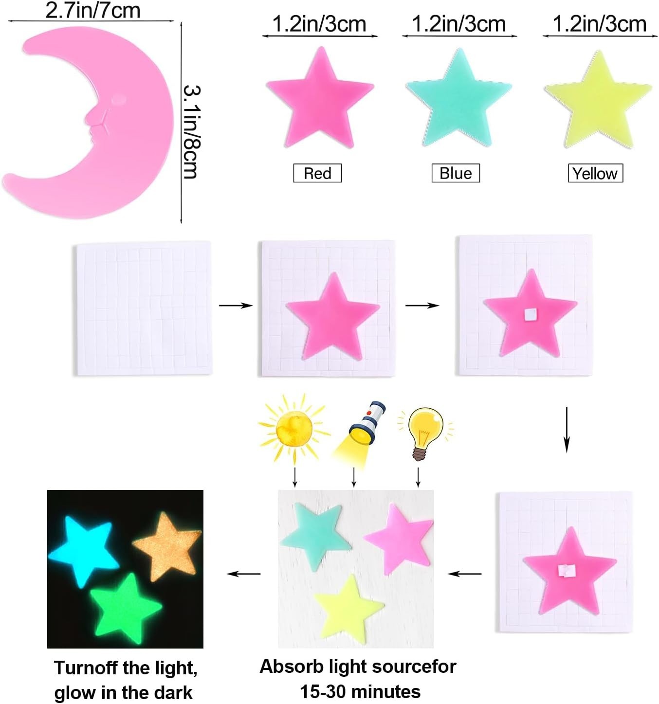 Eco-Friendly Glow in The Dark Star Stickers – Magical Decor for Kids' Space