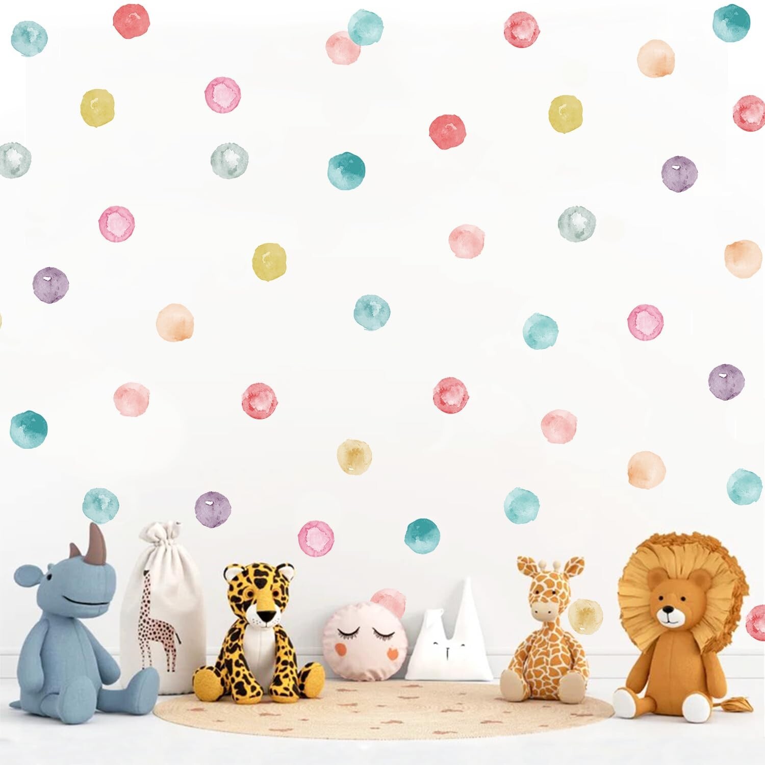 Polka Dot Wall Decals Removable Watercolor Colorful Wall Sticker for Kids Bab…