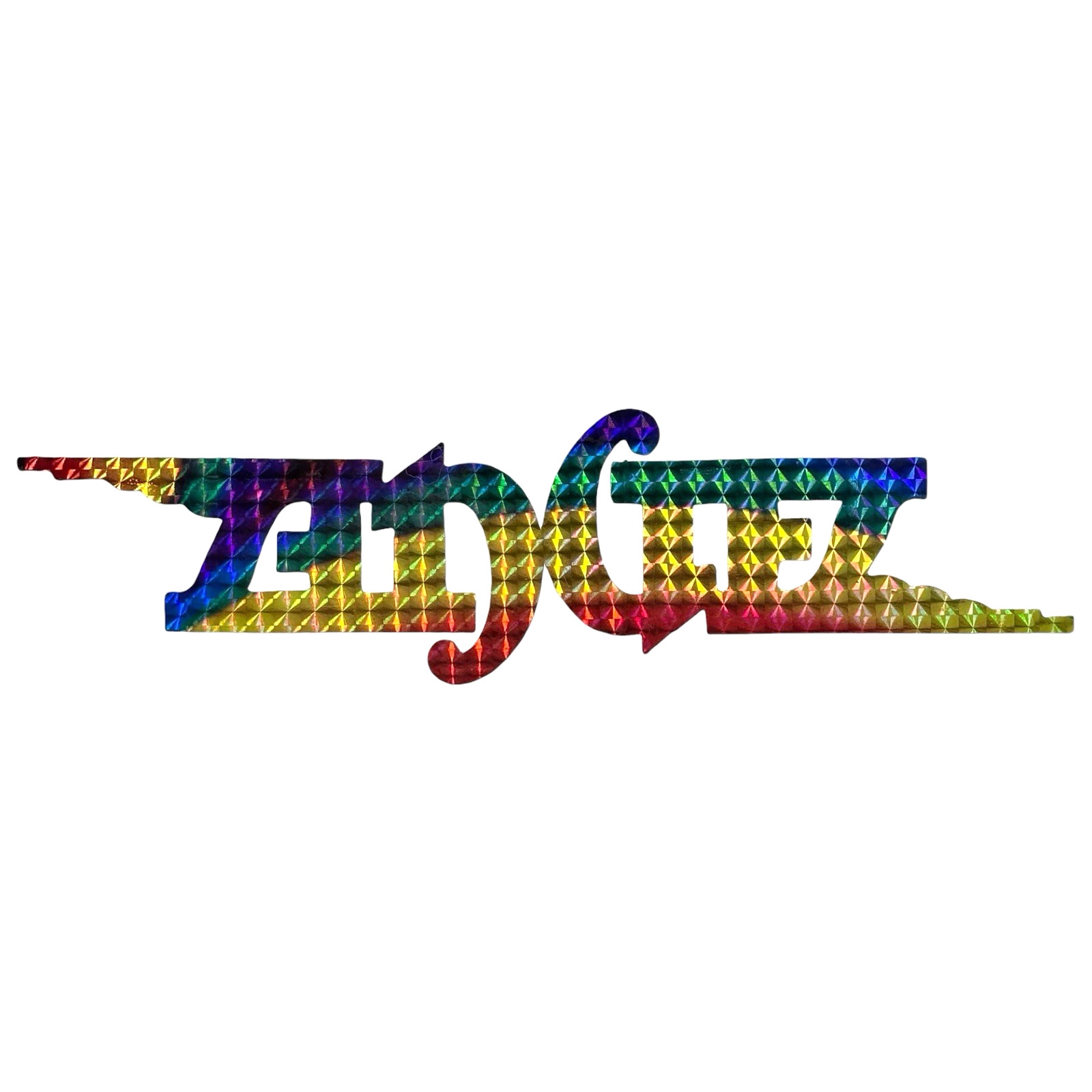 Vintage ANGEL Rainbow Prism Sticker Glam Metal Hard Rock Band Ambigram Logo DC