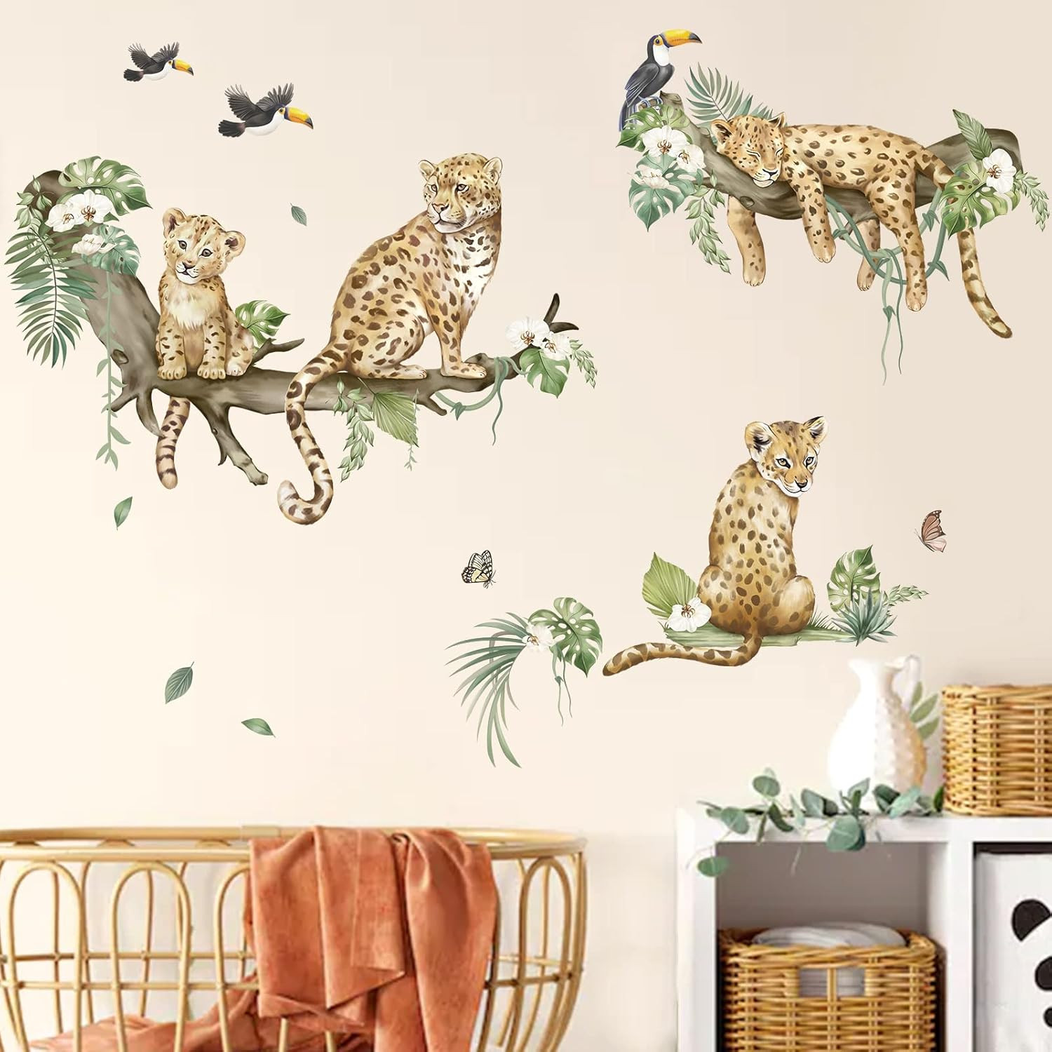 decalmile Leopard Safari Wall Decals Jungle Animals Cheetah Stickers A