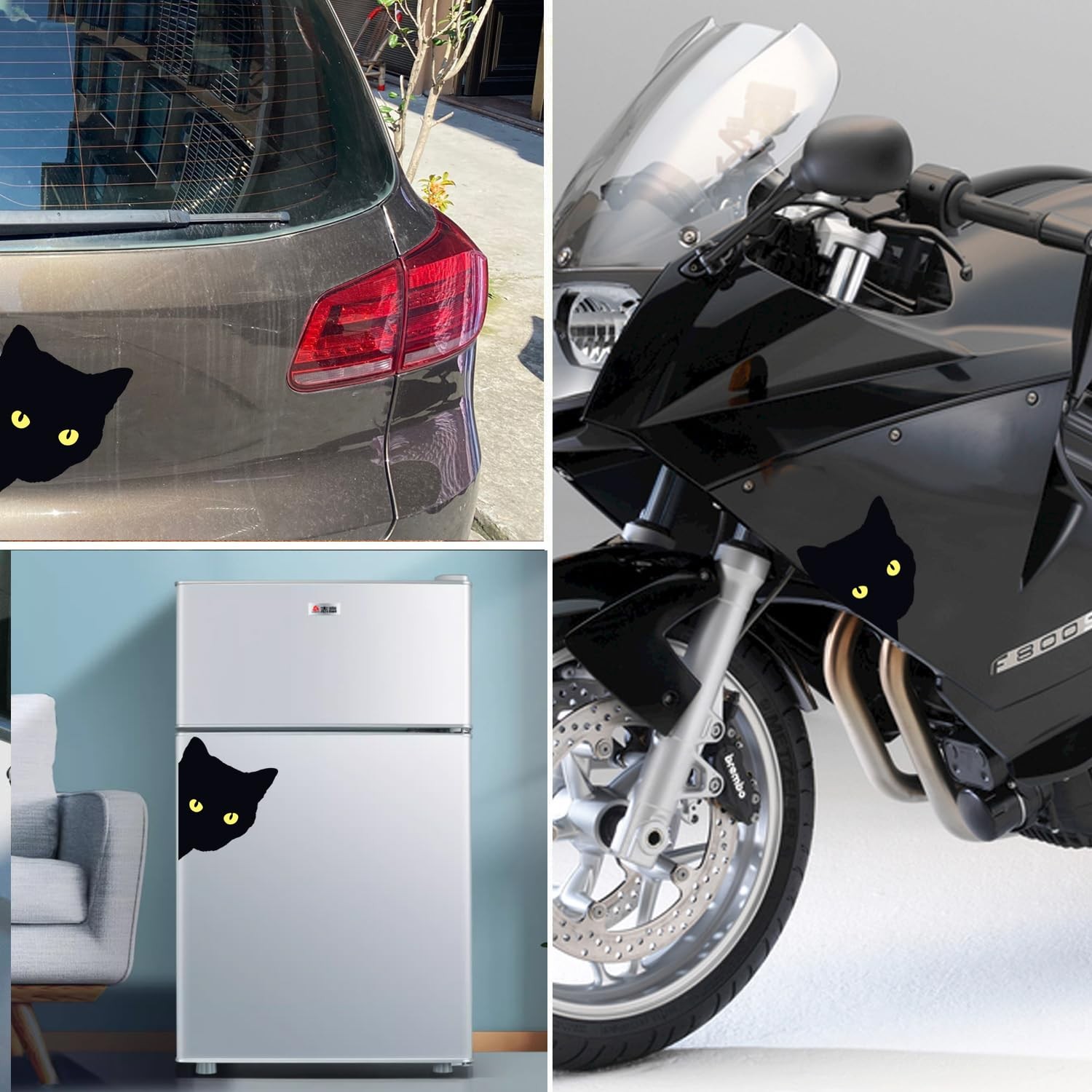Cat Peeking Car Stickers Watching Magnet Small to Medium, Black -1pcs