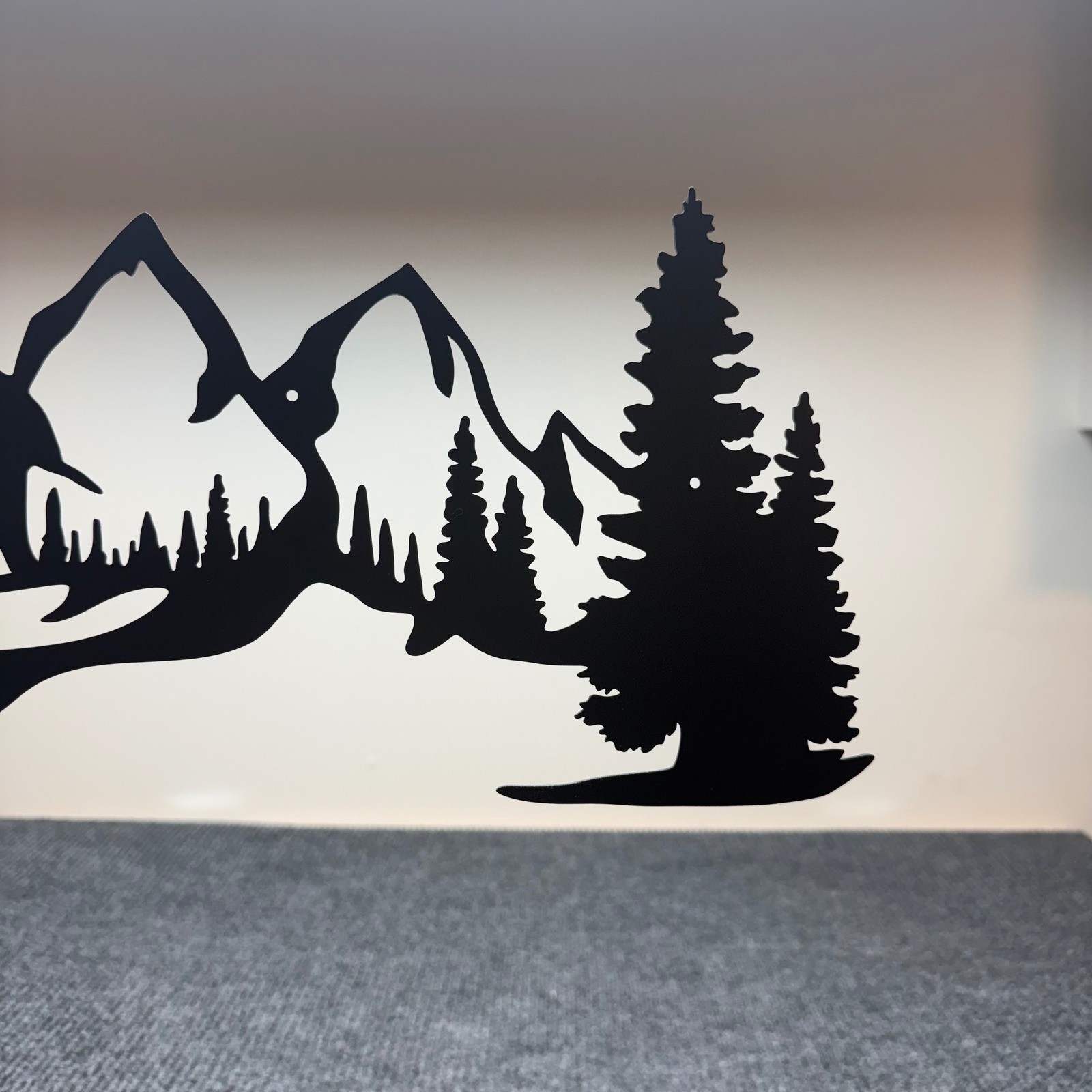 Metal Mountain Pine Tree Wall Art 16in Black Powder Coated Landscape Sign New
