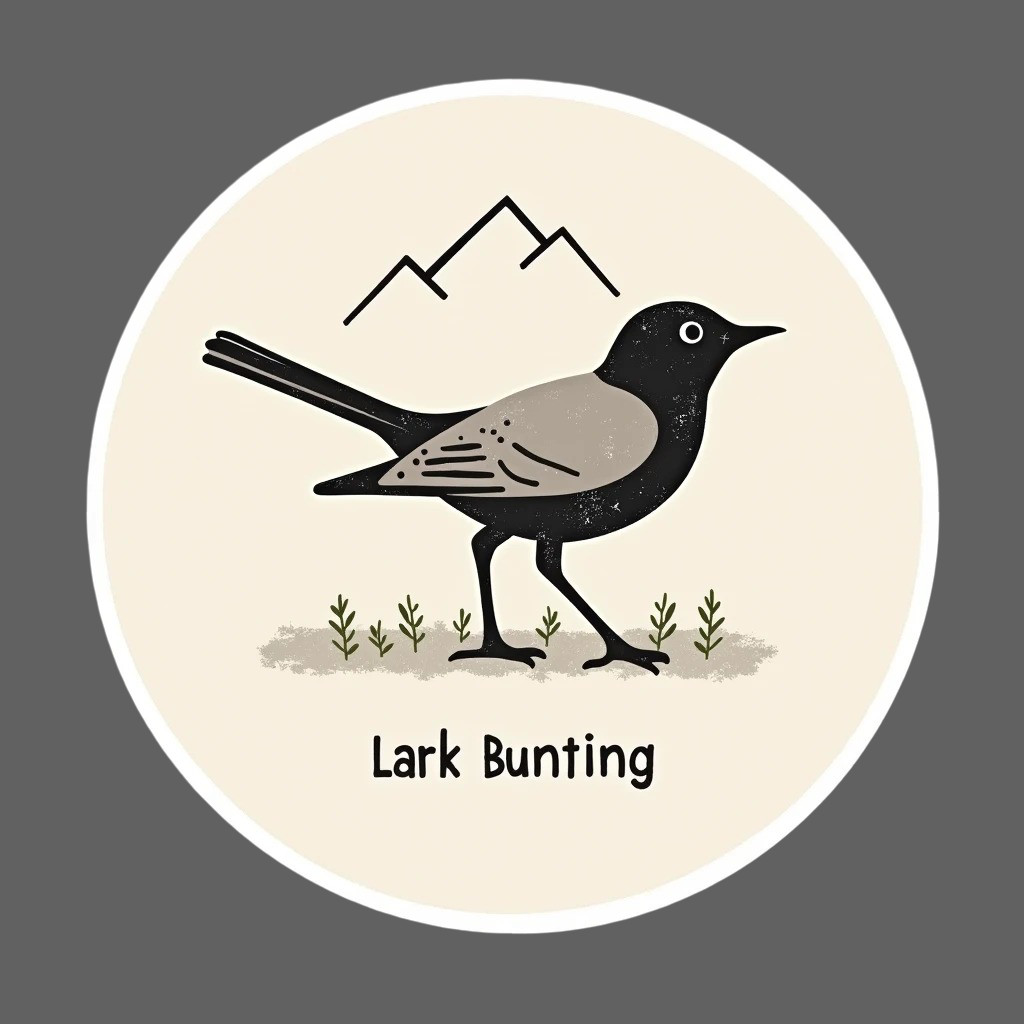 Lark Bunting Bird Sticker Vinyl Decal State Bird Wildlife Nature Illustration