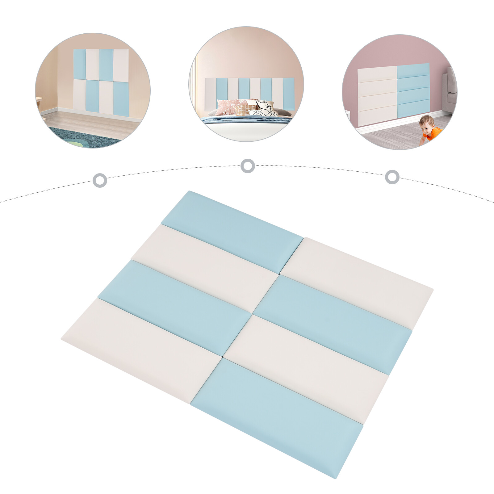 Wall Panels Pack of 8 Self-Adhesive Wall Panel, Anti-collision Wall Padding