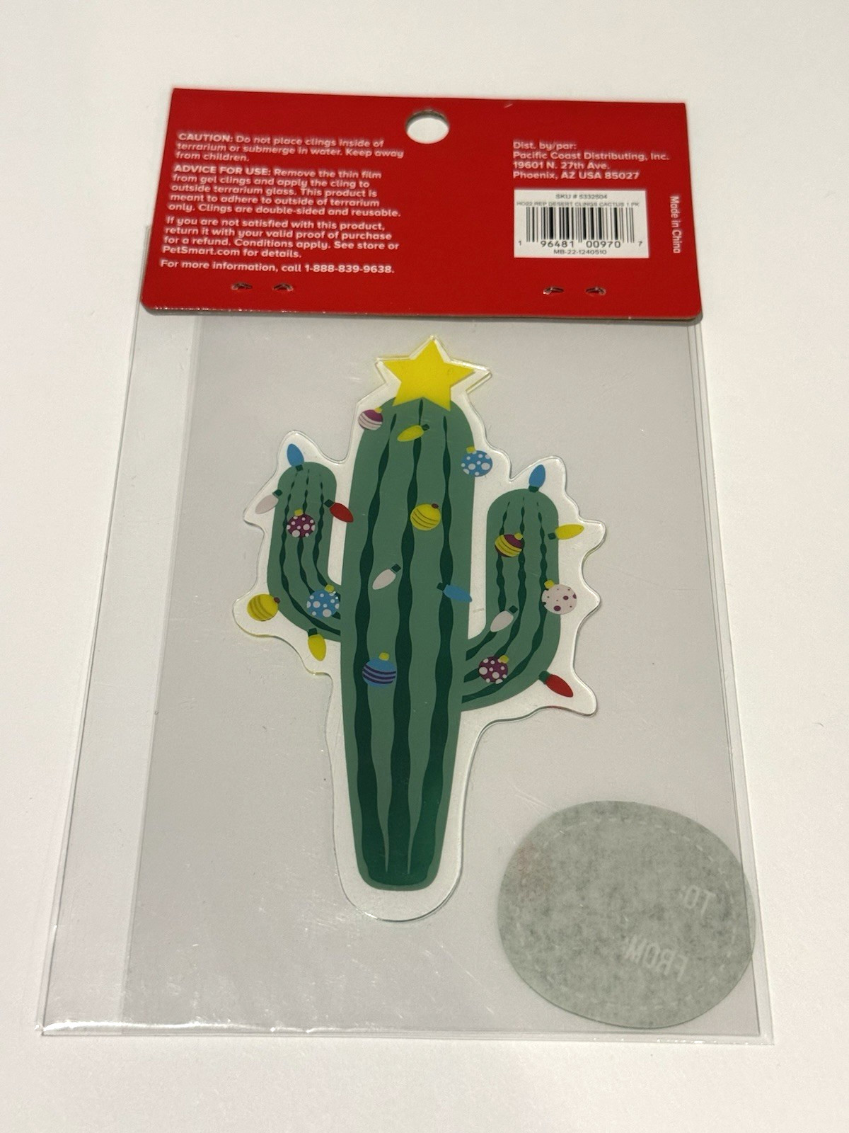 Merry & Bright Let's Get Lit Terrarium Cling Gift Tag Christmas Desert Cactus 5"