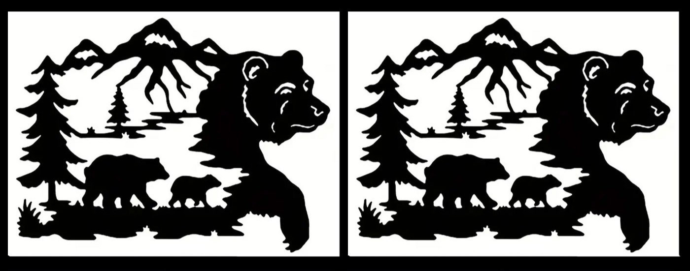 Bear Family Wildlife Scene Two Pack 7" Vinyl Decal Car Truck Window Camper