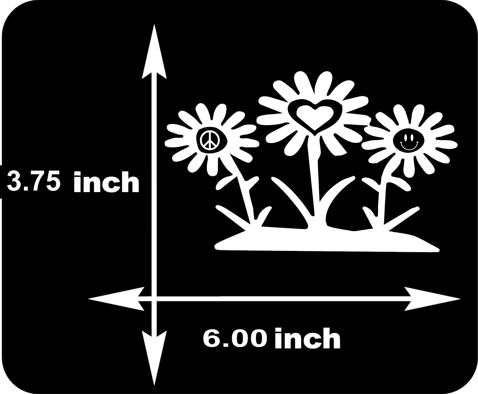 Peace Sign Daisy Flowers Hippie Vinyl Decal truck car more 7.00" x 3.75"