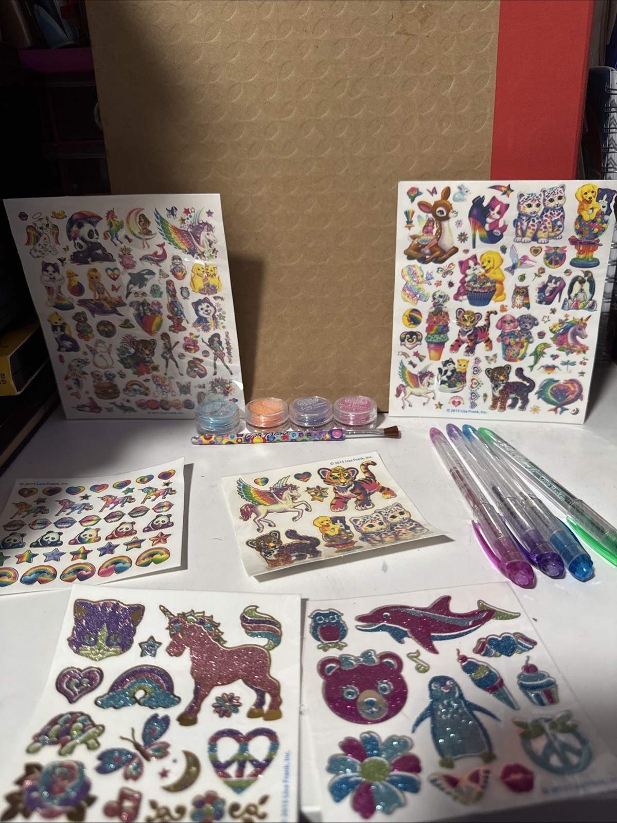 lisa frank temporary tattoos Sheets lot y2k glitter And Lisa Frank Glitter Pens