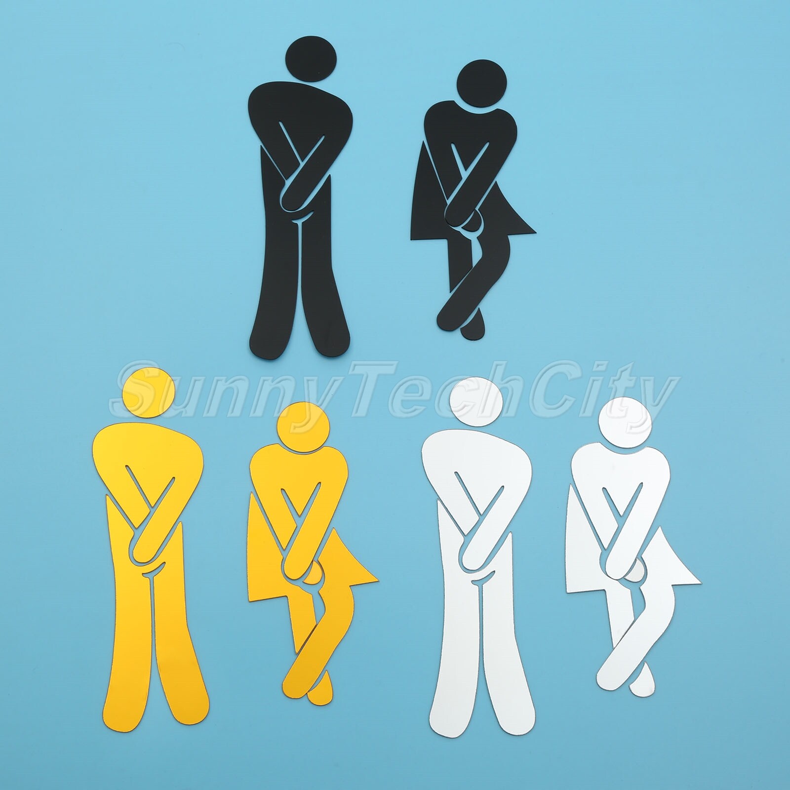 Mirror Toilet WC Man Women Decal 3D Washingroom Entrance Sign Art Sticker Decor