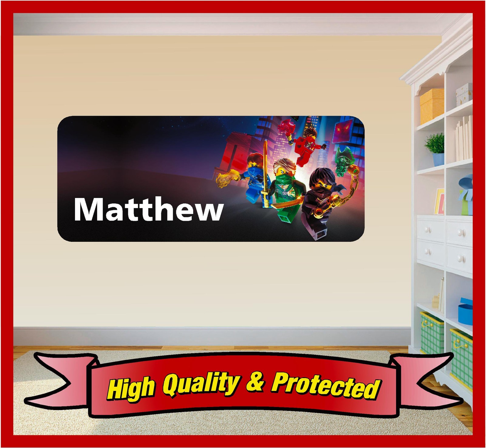 Lego Ninjago Wall Print – Personalised Art Vinyl Sticker Decal Childrens Bedroom
