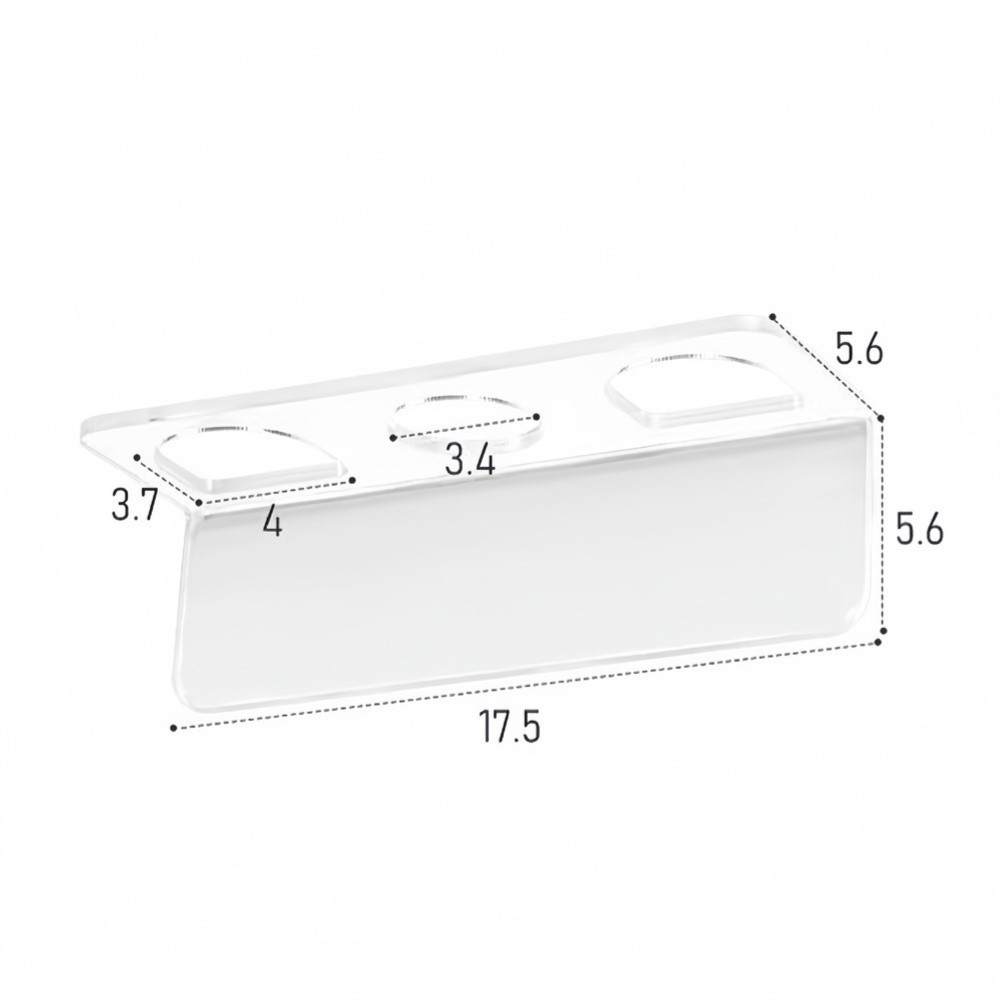 Acrylic Hair Brush Holder 2 Pack Wall Mounted Organizer with Three Open Slots