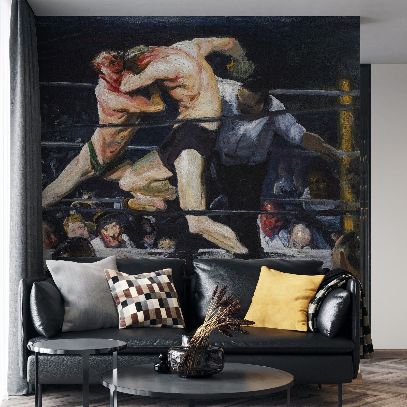 Boxing Match Painting Artwork Wall Mural. Stag at Sharkey's (1909) painting by G