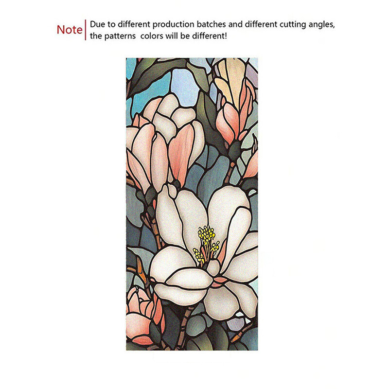 Flower Stained Glass Window Film Privacy Frosted Glass Film Static Cling Sticker