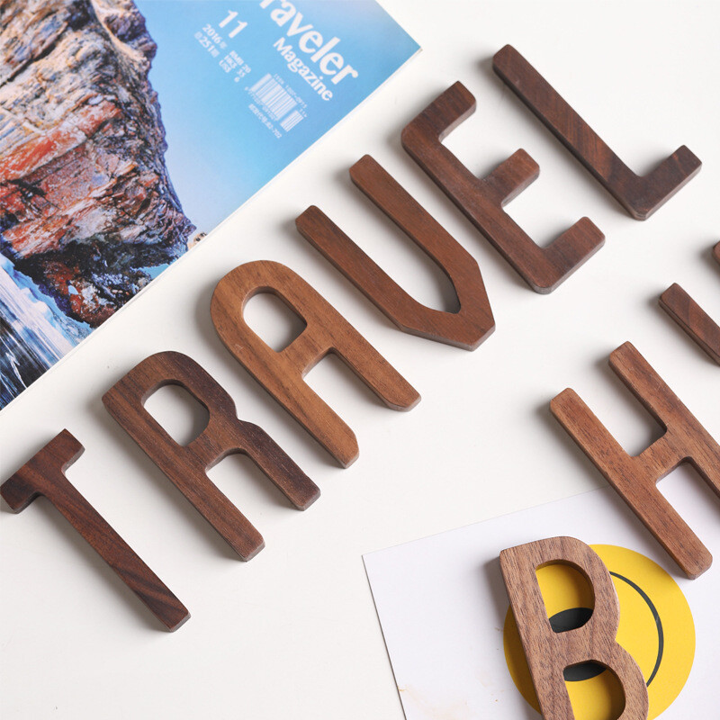 1PC Solid Wood Art Letter Wall Adorn DIY Ornaments Props A-Z Personalised Design