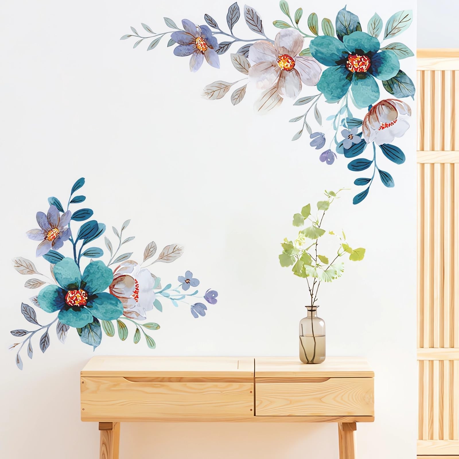 Blue-Green Daisy Gerbera Flower Wall Stickers, sacinora Chrysanthemum Peony F…