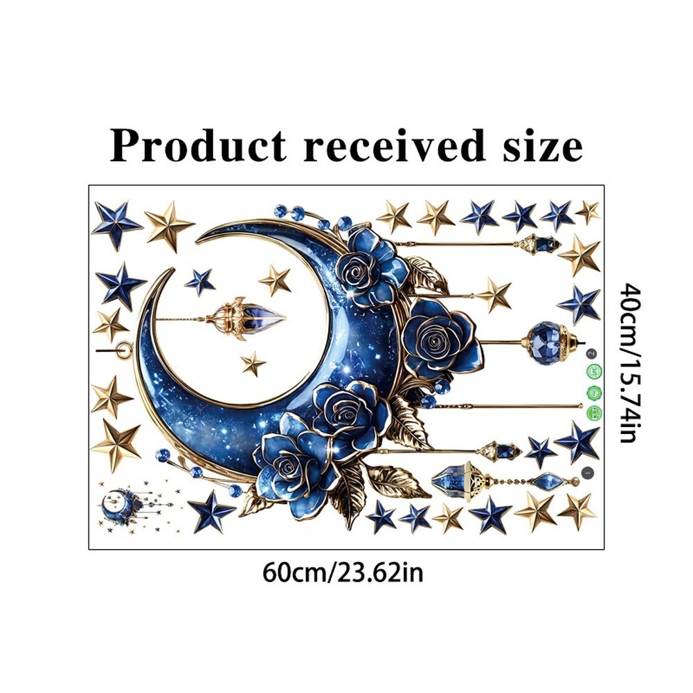 PVC Ramadan Wall Sticker with Moon and Star for Bedroom Kitchen Decoration