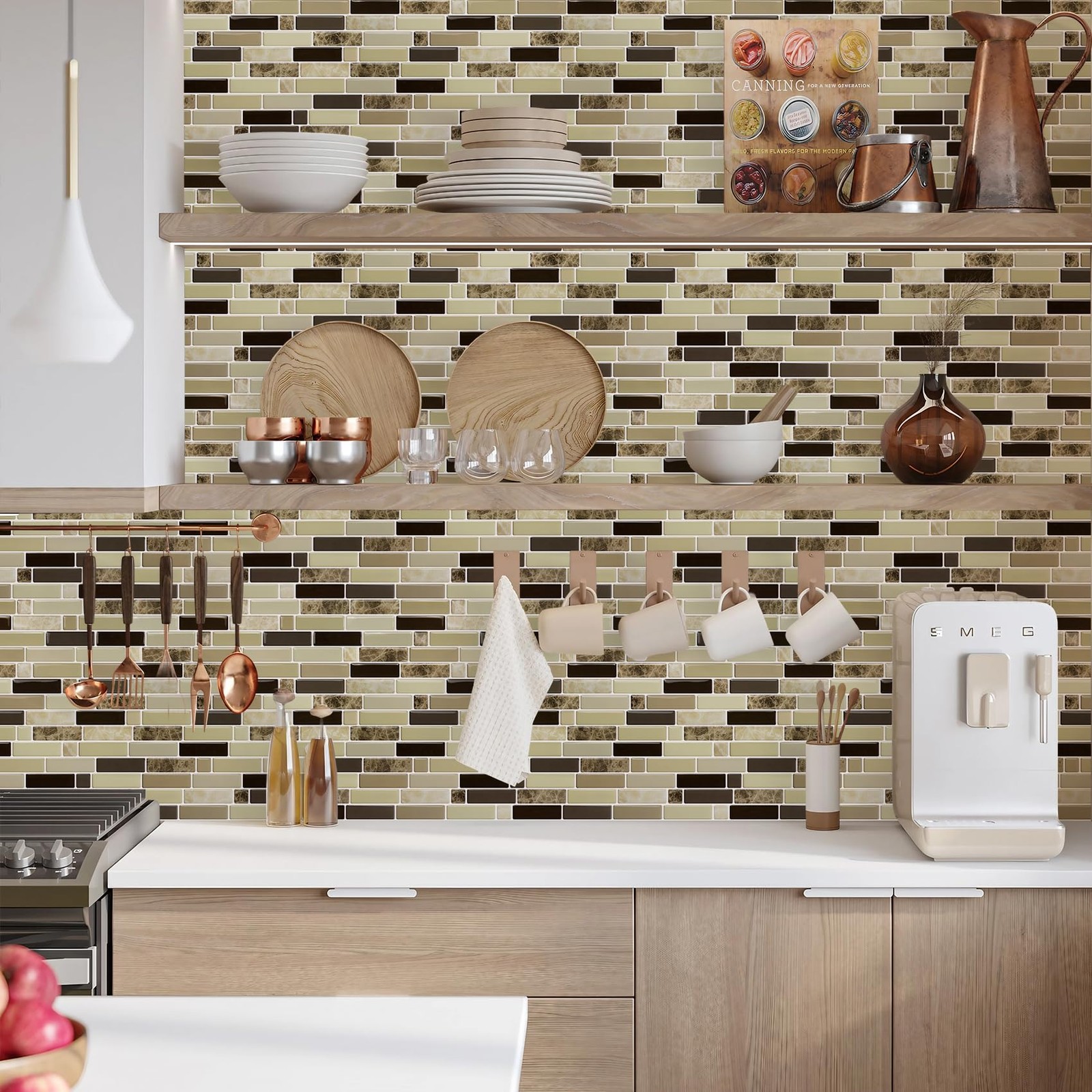 12" x 12" Peel and Stick Self Adhesive Kitchen Backsplash, Stick On Tile Back…
