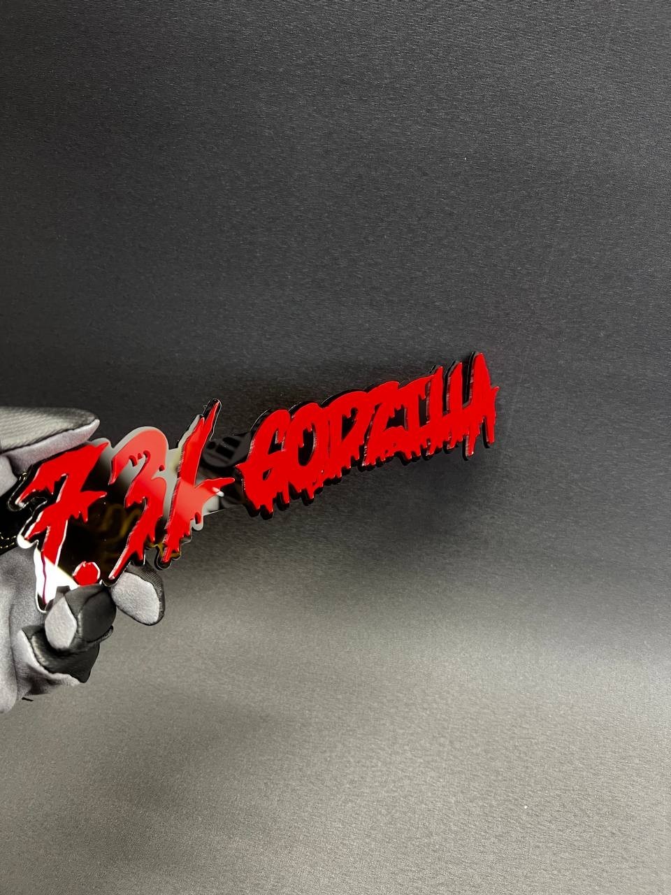 1X 7.3L Drip Godzilla Custom 3D Text Car Badge Fender Emblem Tailgate Toolbox 3D