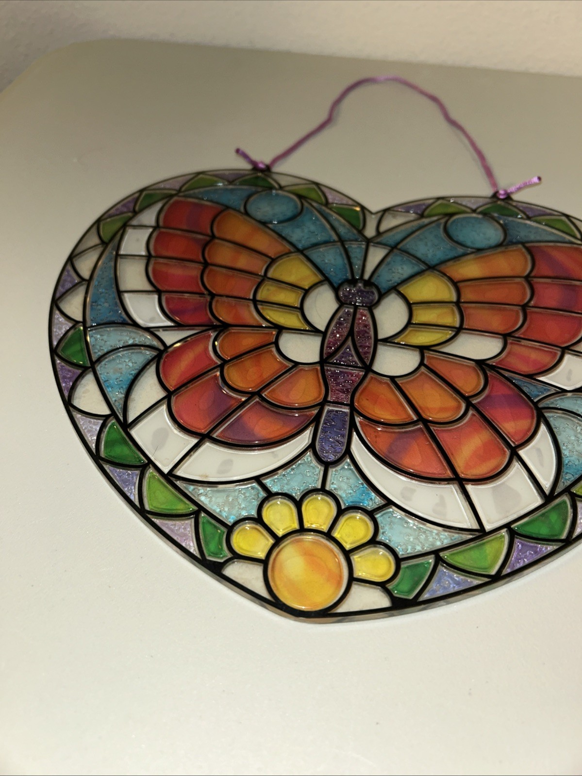 9×10 ~ Butterfly Heart Multicolor Home Decor Plastic Sun Catcher Window Hanging