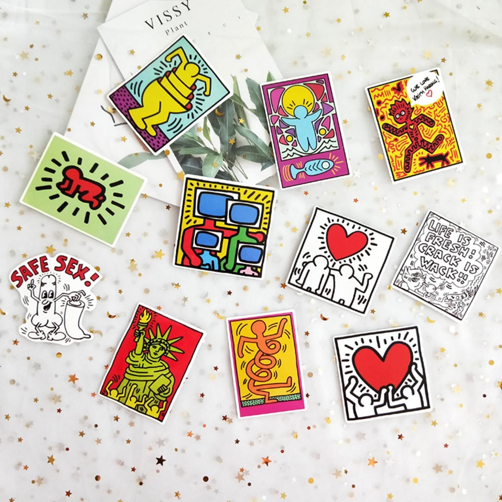 50Pcs Keith Haring Graffiti Waterproof Stickers for Water Bottles Cup Vinyl