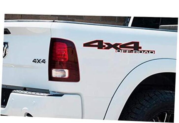 2 x Red and Black 4X4 Off Road 2 Color Block Outline Vinyl Decals Red/Black