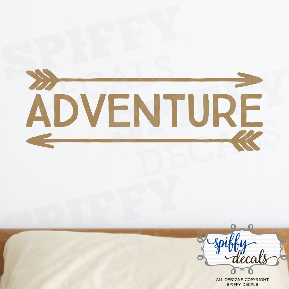 Adventure Awaits Arrow Vinyl Wall Decal Decor Design Sticker Lettering Quote