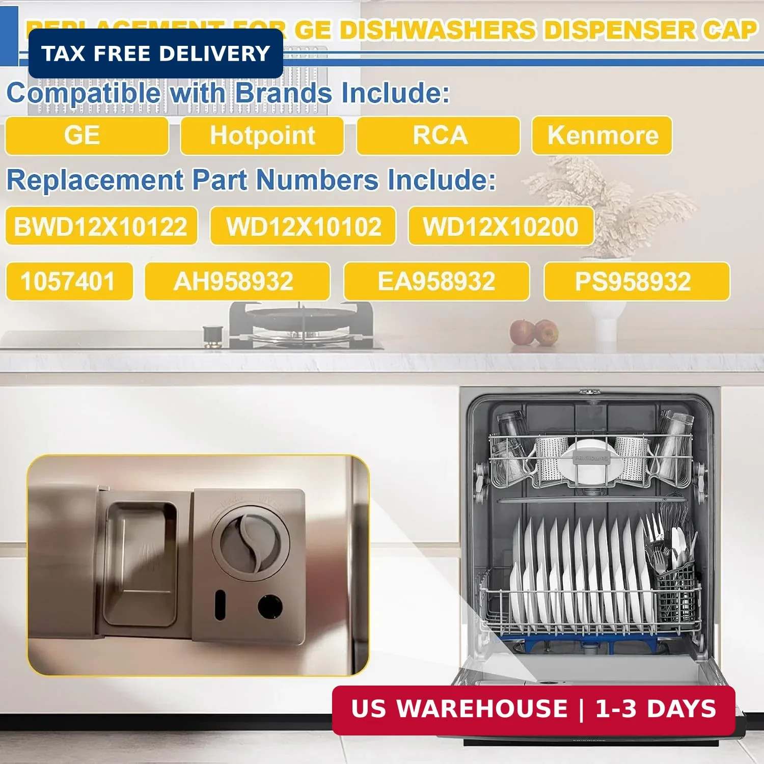 Upgrade WD12X10122 Dishwasher Rinse Aid Dispenser Cap Compatible with GE Dishwas