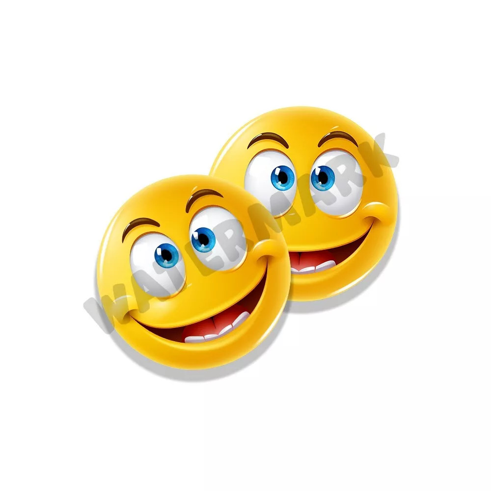 Silly Emoji Stickers Yellow Goofy Faces in various sizes Set of 2 Adhesive Vinyl