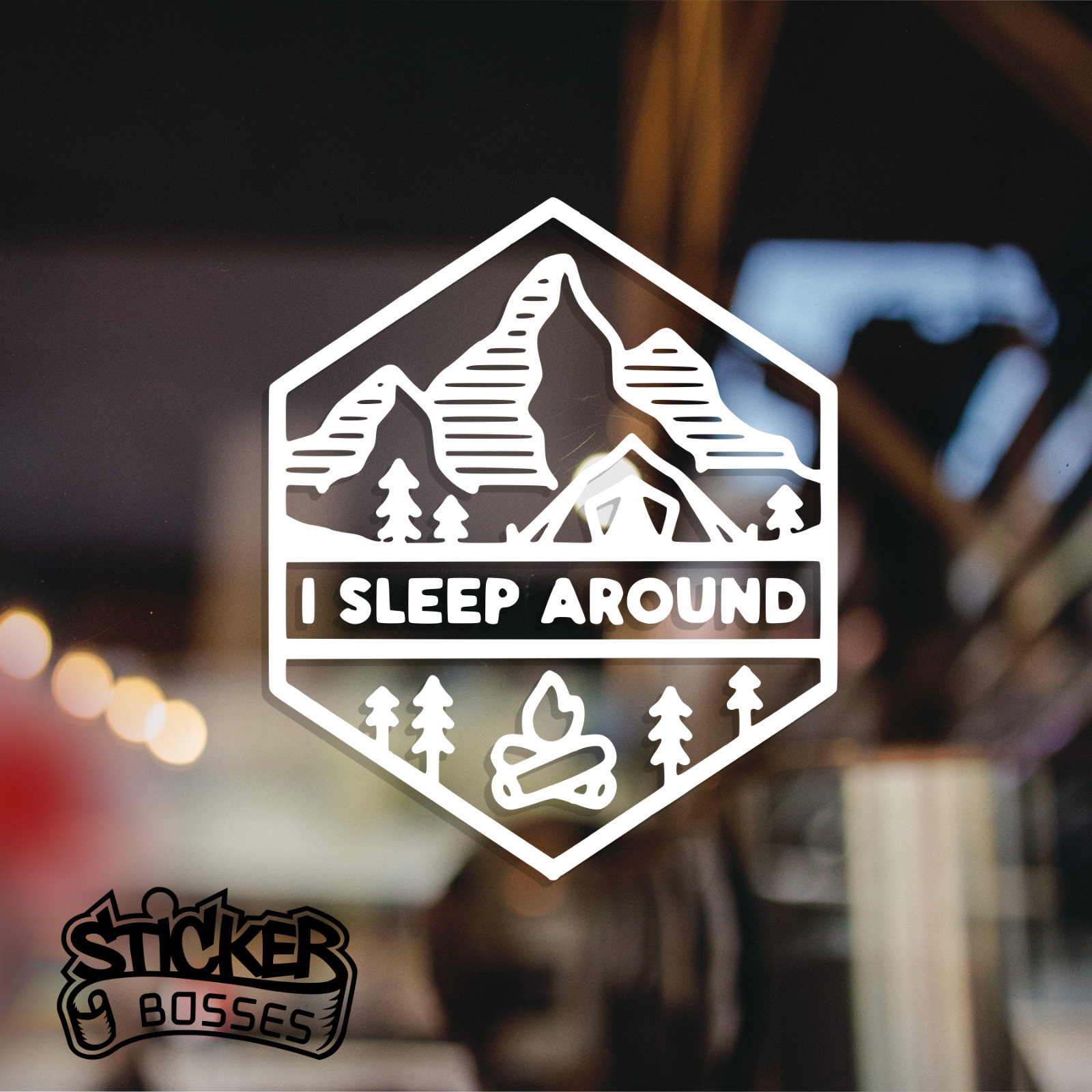 I Sleep Around Camping Outdoors Funny Vinyl Decal Sticker Car