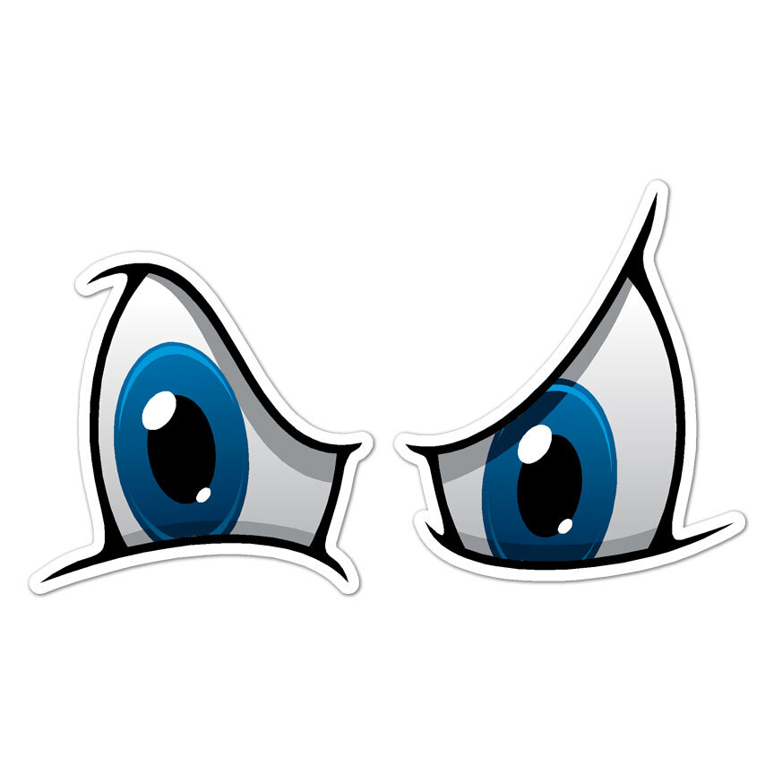 Cartoon Eyes Blue, Vinyl Decal Sticker, Indoor Outdoor, 3 Sizes, #8926