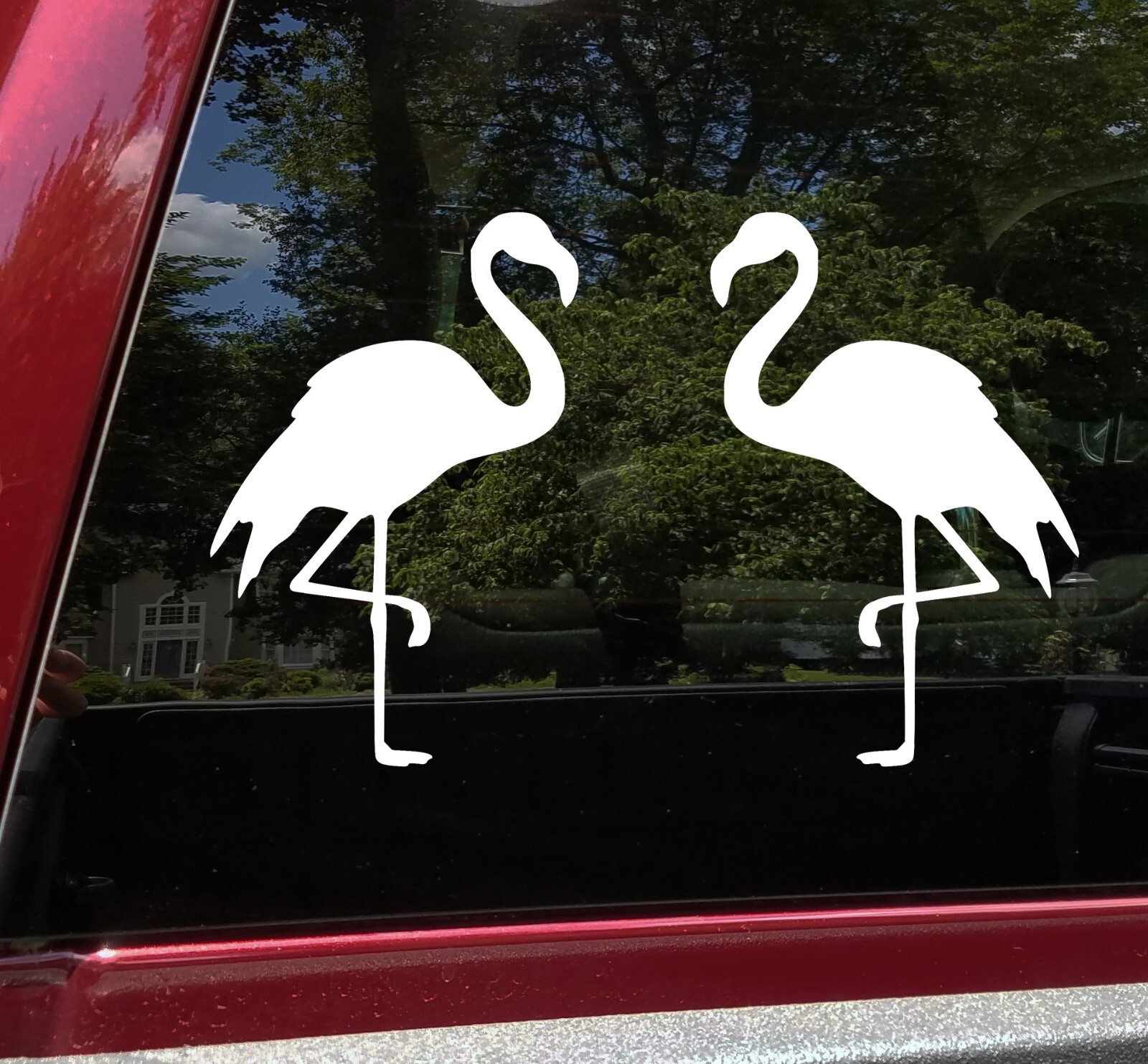 Set of 2 Flamingo Vinyl Decal Stickers – Tropical Bird – Mirrored Set – Die Cut