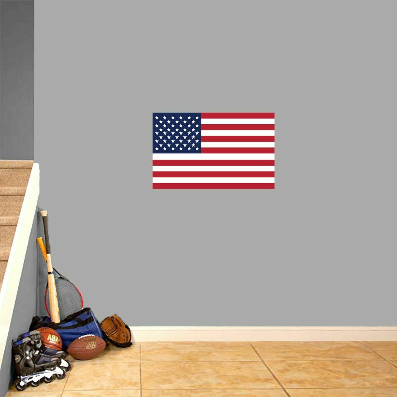 American Flag Printed Wall Decal – Patriotic Military Stars and Stripes Flags