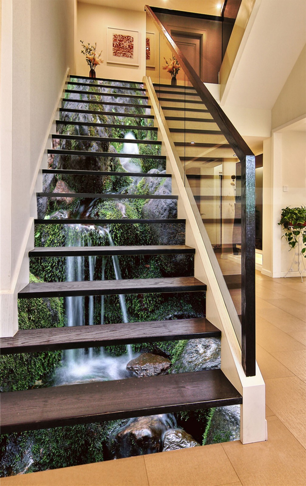 3D Stone Waterfall AZ761 Stair Risers Decoration Mural Vinyl Wallpaper Kay