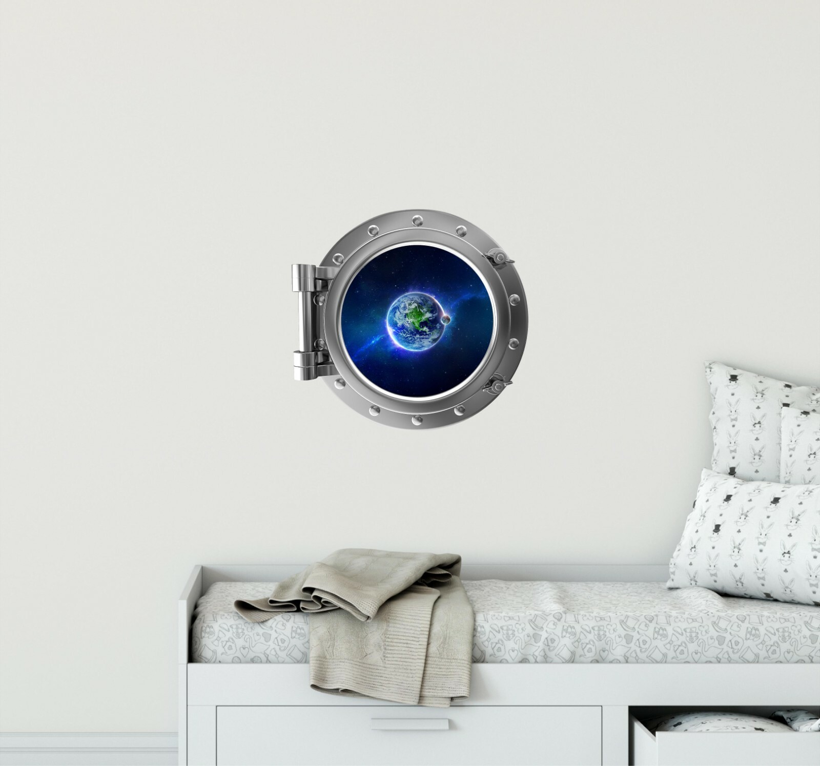 PortScape Earth #1 Space Porthole Window Wall Decal Removable Vinyl Wall Sticker