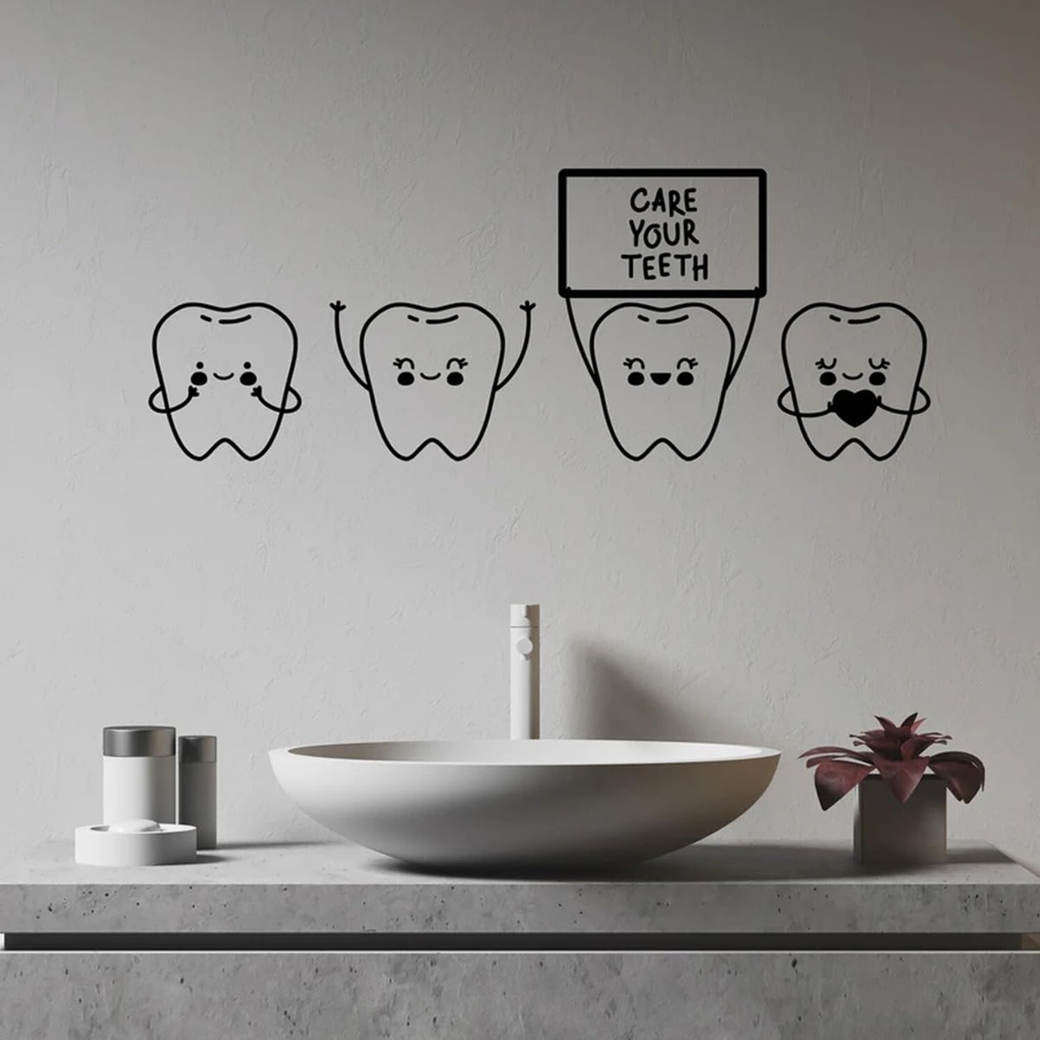 Vinyl Wall Decal Cartoon Children's Dentistry Teeth Quote Care Your Teeth Den…