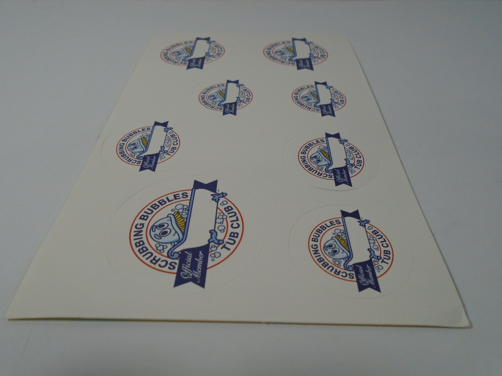 SCRUBBING BUBBLES TUB CLUB OFFICIAL MEMBER STICKER SHEET (NEW)
